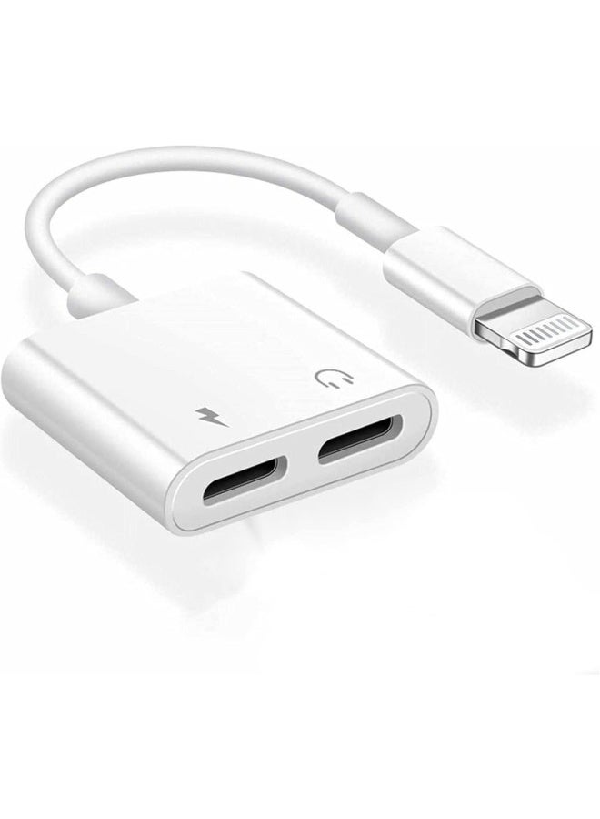 أبلينم محول وموزع سماعات آيفون، كابل شحن مزدوج Lightning 2 في 1 ومحول صوت AUX لأجهزة آيفون 14/13/12/11/XS/XR/X/8/7/6 - Image 1